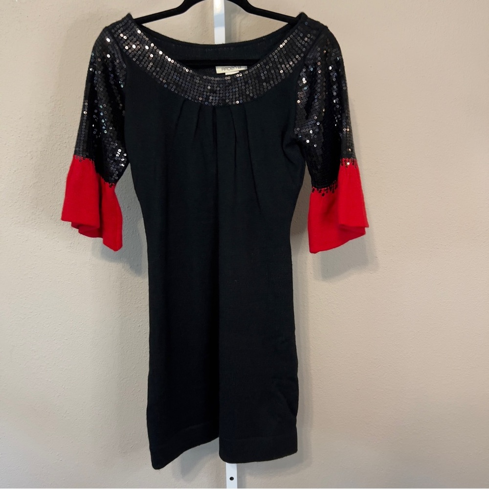 Arden B Black and Red Sequin Mini Dress
